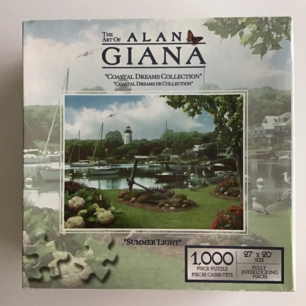 Lighthouse Puzzle The Art of Alan Giana 1,000 Piece Summer Light 27” X 20”NEW